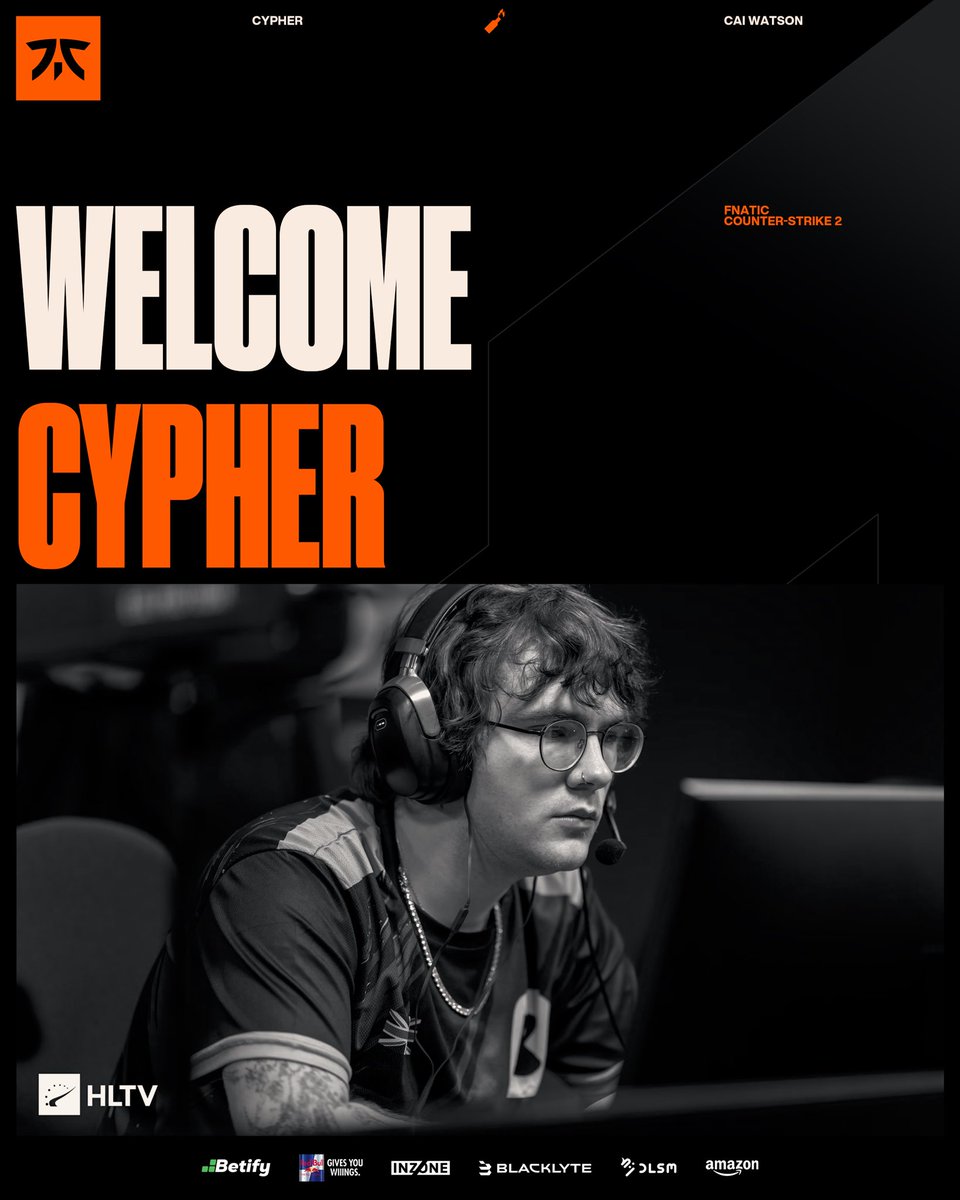 We’re excited to announce that Cai ‘Cypher’ Watson will be joining the Fnatic CS2 team! We’re looking forward to him joining us on the server soon.

Luckily, the wait won’t be long. <a href="/cyphercsgo_/">cai✨</a> will be representing Fnatic in the upcoming Blast Rising event, beginning on August