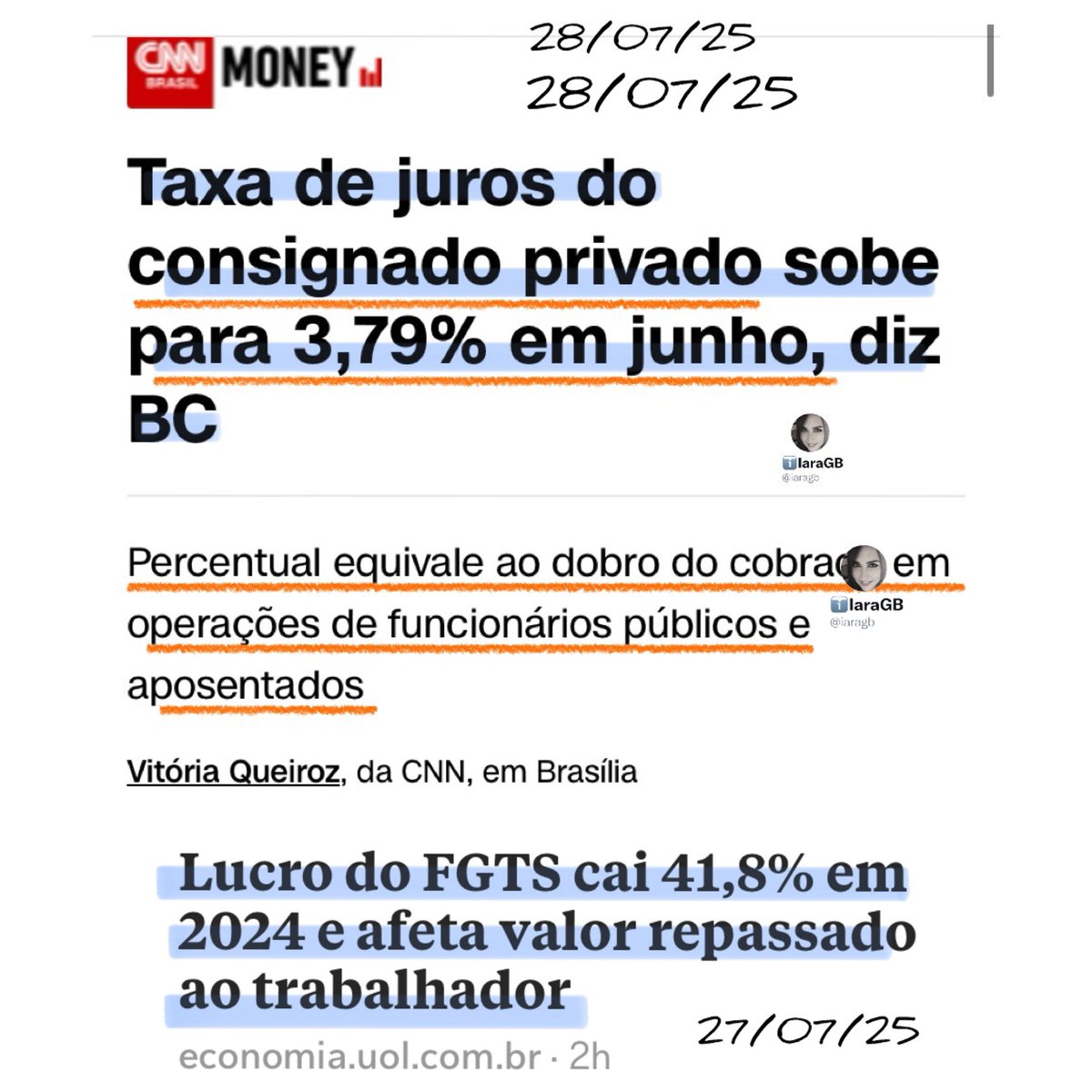 iaragb's tweet image. Lembra do consignado privado amplamente divulgado como uma maravilha pelo governo⁉️

Então, o juros no lombo do trabalhador aumentou‼️

Coincidentemente o valor do FGTS que garante o consignado caiu.

Entendeu que era só para ajudar os bancos com mais um produto⁉️