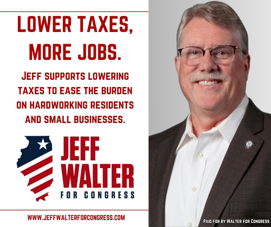 JeffWalterIL's tweet image. Jeff Walter supports lowering taxes and bringing more jobs back to Illinois. It’s time to put working families first and grow our economy! Visit jeffwalterforcongress.com to learn more. #twill #IL11🇺🇸