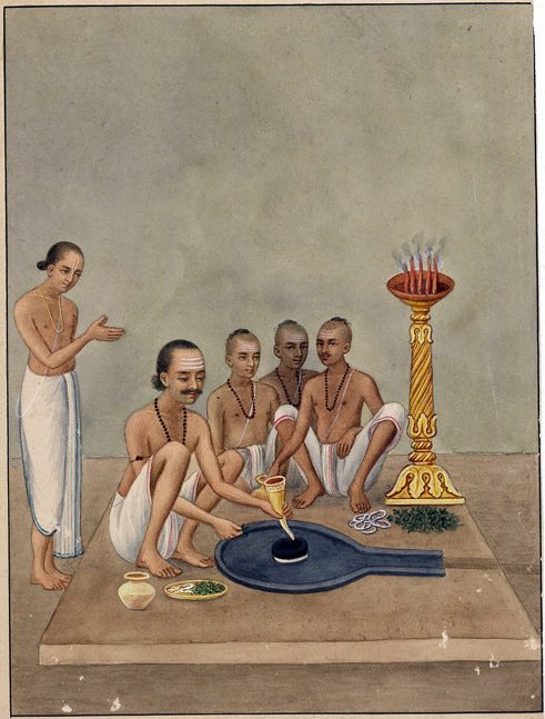 Priests perform sacred rites within the hallowed halls of Baijnath Temple, Deogarh — rendered in watercolor by Shiva Lal, circa 1870s. 🛕📜 #HistoricalArt #BaijnathTemple #ShivaLal #19thCenturyIndia