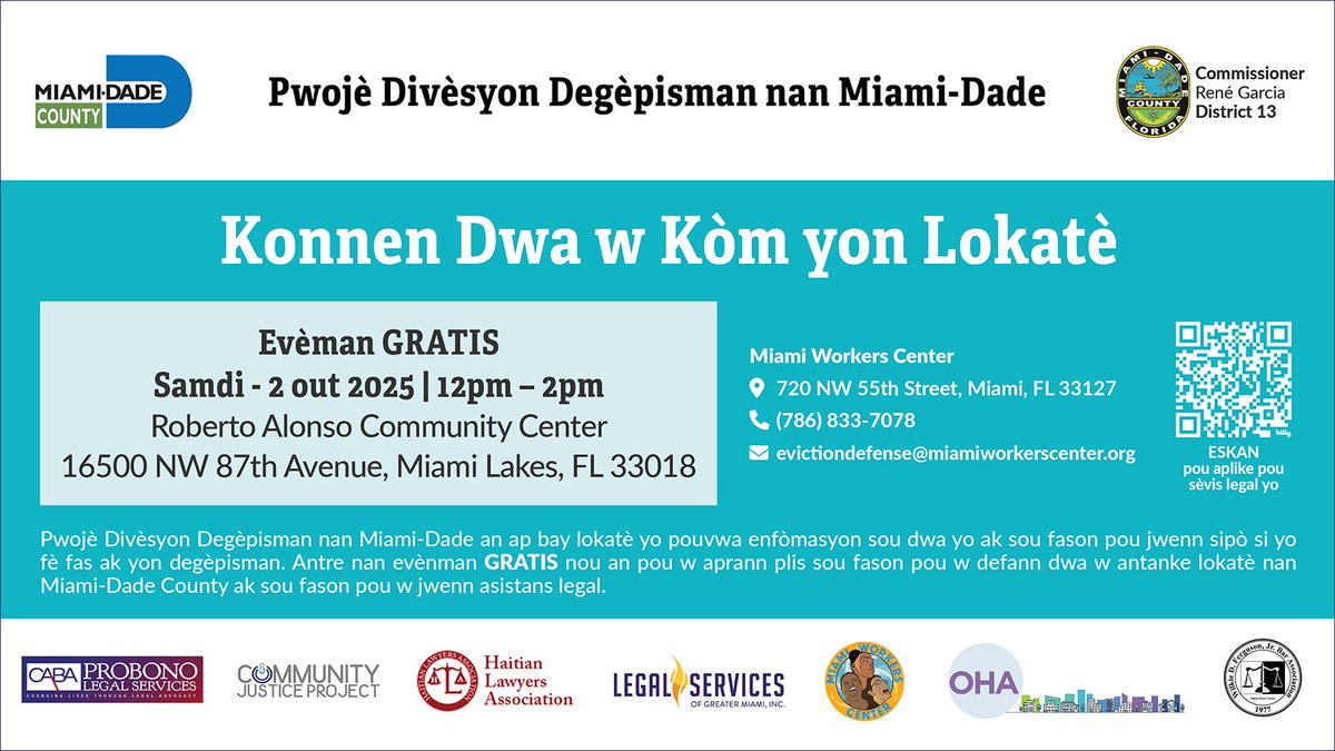 #TenantsRights #KnowYourRights #LegalServices #Miami #miamidadecountyevictiondiversionproject