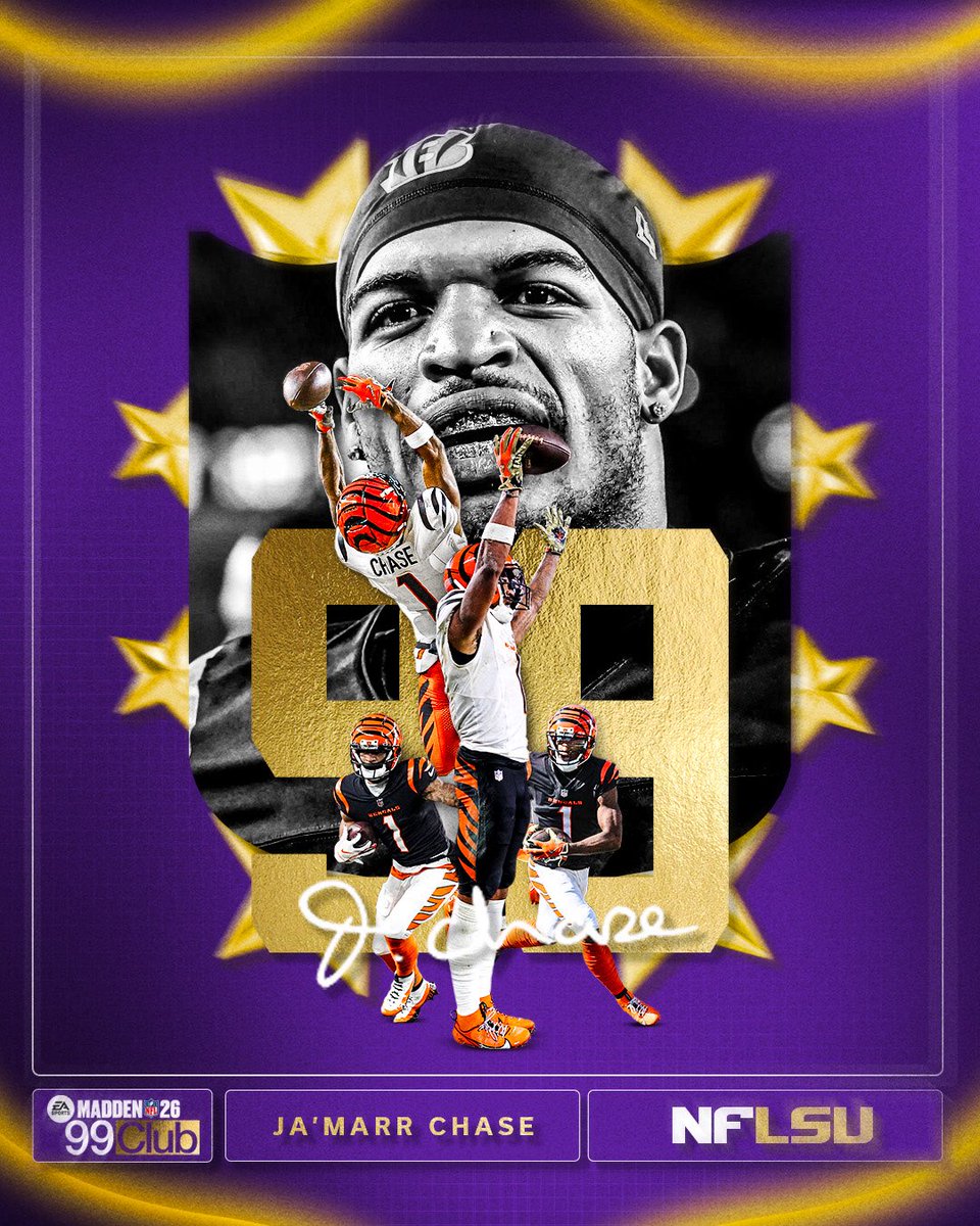 LSU Football (@lsufootball) on Twitter photo The 99 Club
<a href="/Real10jayy__/">Ja’MarrChase</a> is the first player in <a href="/Bengals/">Cincinnati Bengals</a> history to join the club The 99 Club
<a href="/Real10jayy__/">Ja’MarrChase</a> is the first player in <a href="/Bengals/">Cincinnati Bengals</a> history to join the club