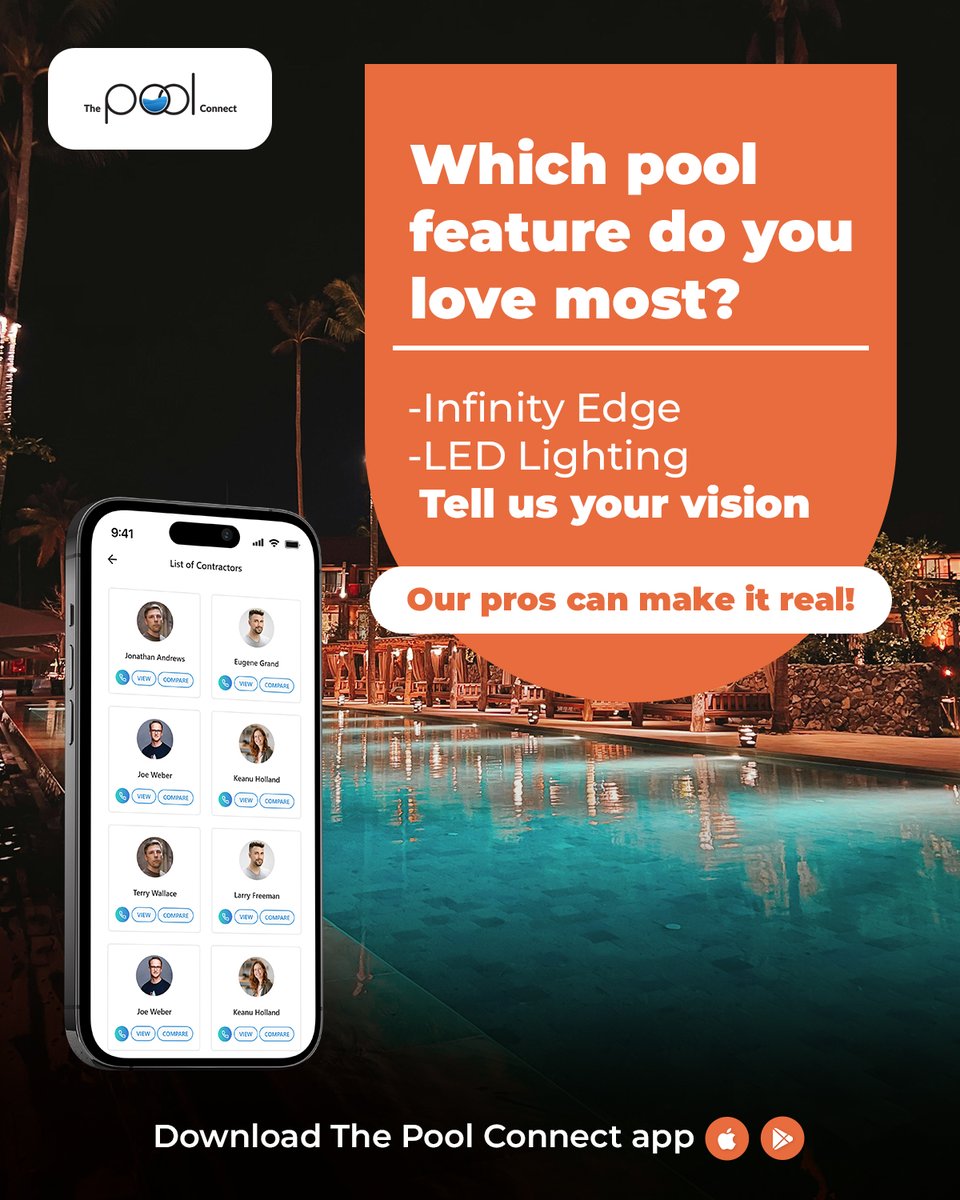 pool_connect's tweet image. Dreaming of a pool with an Infinity Edge or stunning LED Lighting?
Tell us your vision—we’ve got the pros to bring it to life! 🔨✨
📲 Download The Pool Connect app and find the perfect pool contractor today.
Visit: thepoolconnect.com
#PoolGoals #InfinityEdge #PoolDesign