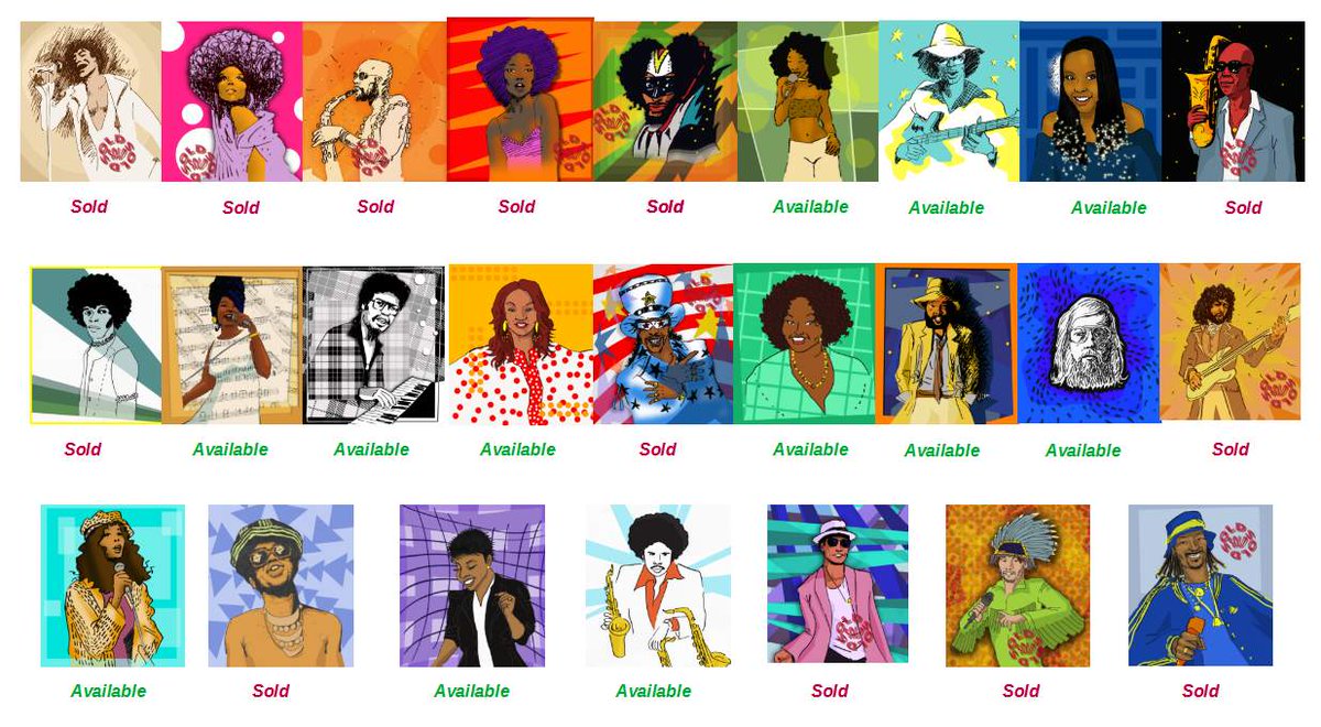 Cardadicted's tweet image. Are you into #cardano and a #funky #music lover?
Well ther's a widely underrated #cnfts collection out there!

The name is 🕺 Funky Idols 💃 hand drawn by @massopietra
  
Policy 👉 pool.pm/policy/cf34614…

Picks the last ones idols on @KreatePlatform 👉kreate.art/collection/fun…