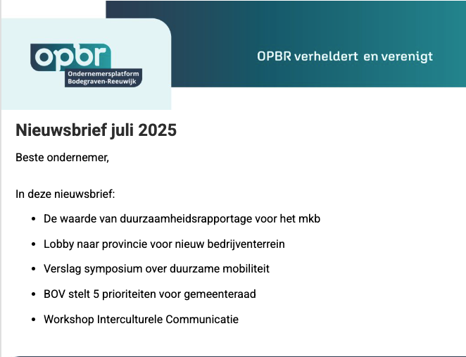 De nieuwsbrief van juli is eruit! 

Lees hem hier:
bit.ly/4fgBQNa

📩 Wil je ook maandelijks op de hoogte blijven van het ondernemersnieuws in Bodegraven-Reeuwijk? Abonneer je op de nieuwsbrief: opbr.nl/aanmelden-nieu…