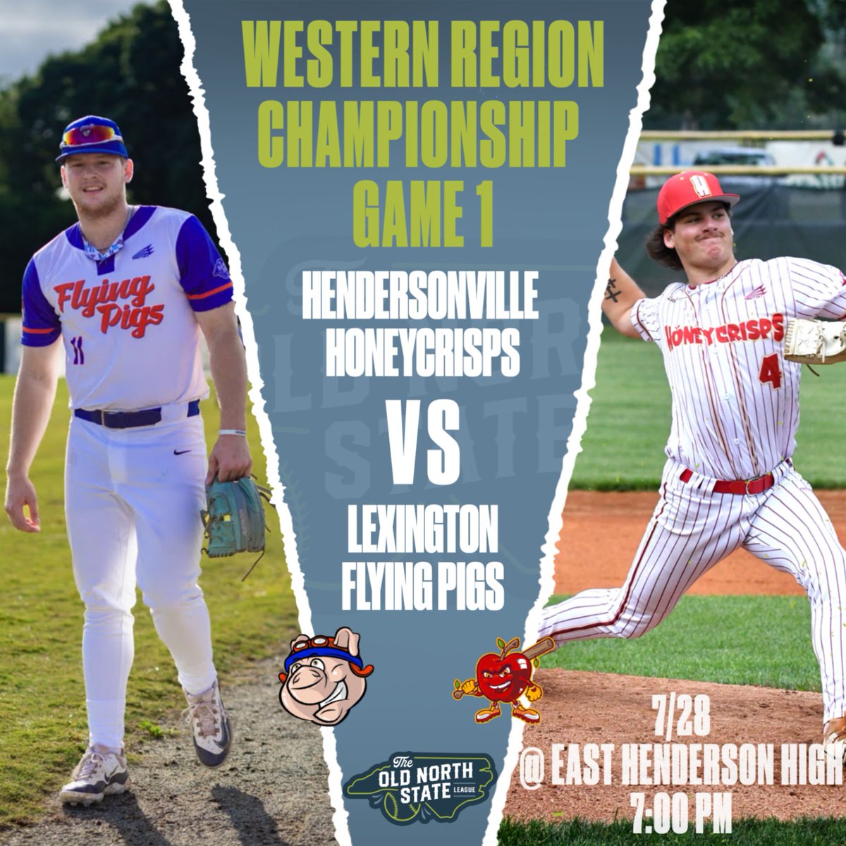ONSLBaseball's tweet image. WESTERN CHAMPIONSHIP GAME 1

The Honeycrisps host the Flying Pigs in game one of the Western Region Championship. Who will strike first?

Visit either team&apos;s page to purchase tickets or stream the game live at the link in our bio!

#ThisIsONSL #SummerStartsHere