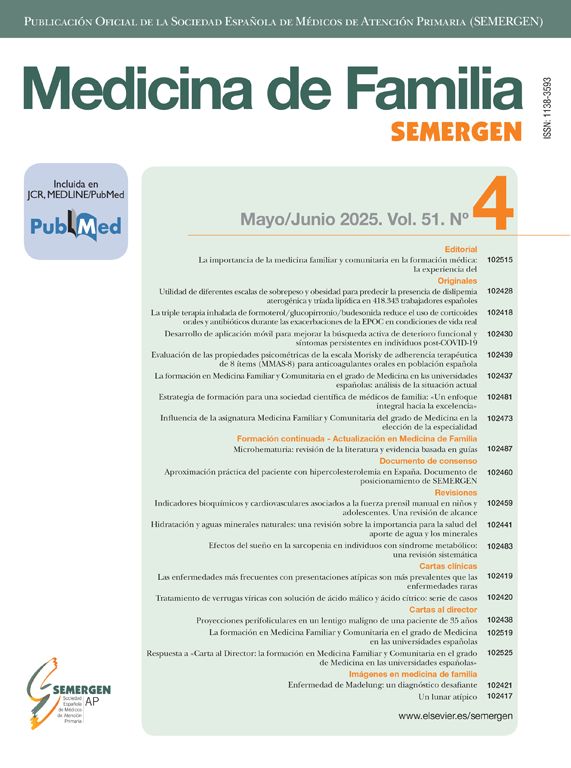 SEMERGENap's tweet image. Revisa el último número de la Revista Medicina de Familia-SEMERGEN
👉f.mtr.cool/ffjykhezki
Con revisión por pares, la revista busca identificar y dar respuesta a preguntas sobre la atención primaria de salud y la provisión de atención de alta calidad centrada en el paciente y…