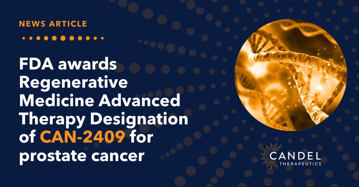 Candel Therapeutics (@candeltx) on Twitter photo Excited to see that <a href="/UrologyTimes/">Urology Times</a> covered the FDA's RMAT designation for CAN-2409 in localized prostate cancer!
RMAT validates the critical unmet need in early-stage prostate cancer and supports our phase 3 study design.
urologytimes.com/view/fda-award…
$CADL Excited to see that <a href="/UrologyTimes/">Urology Times</a> covered the FDA's RMAT designation for CAN-2409 in localized prostate cancer!
RMAT validates the critical unmet need in early-stage prostate cancer and supports our phase 3 study design.
urologytimes.com/view/fda-award…
$CADL