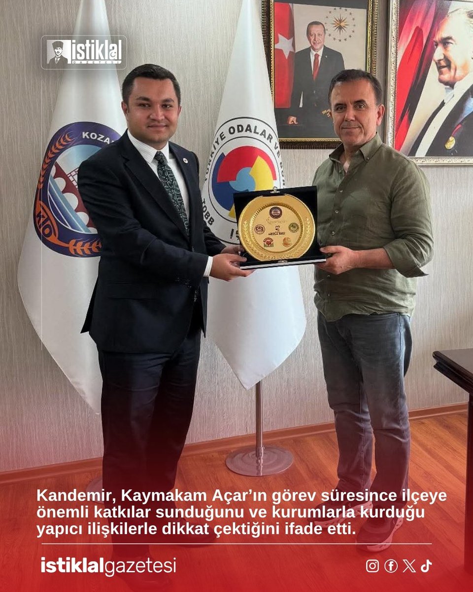 Kozan Ticaret Odası Başkanı Mustafa Kandemir, Saimbeyli Kaymakamı Emre Açar’a görev süresi boyunca ilçeye sunduğu hizmetler ve ekonomik katkılarından dolayı teşekkür ederek, yeni görevinde başarılar diledi.

Ayrıntılar;👇👇👇 instagram.com/p/DMpyIfFMnaq/…