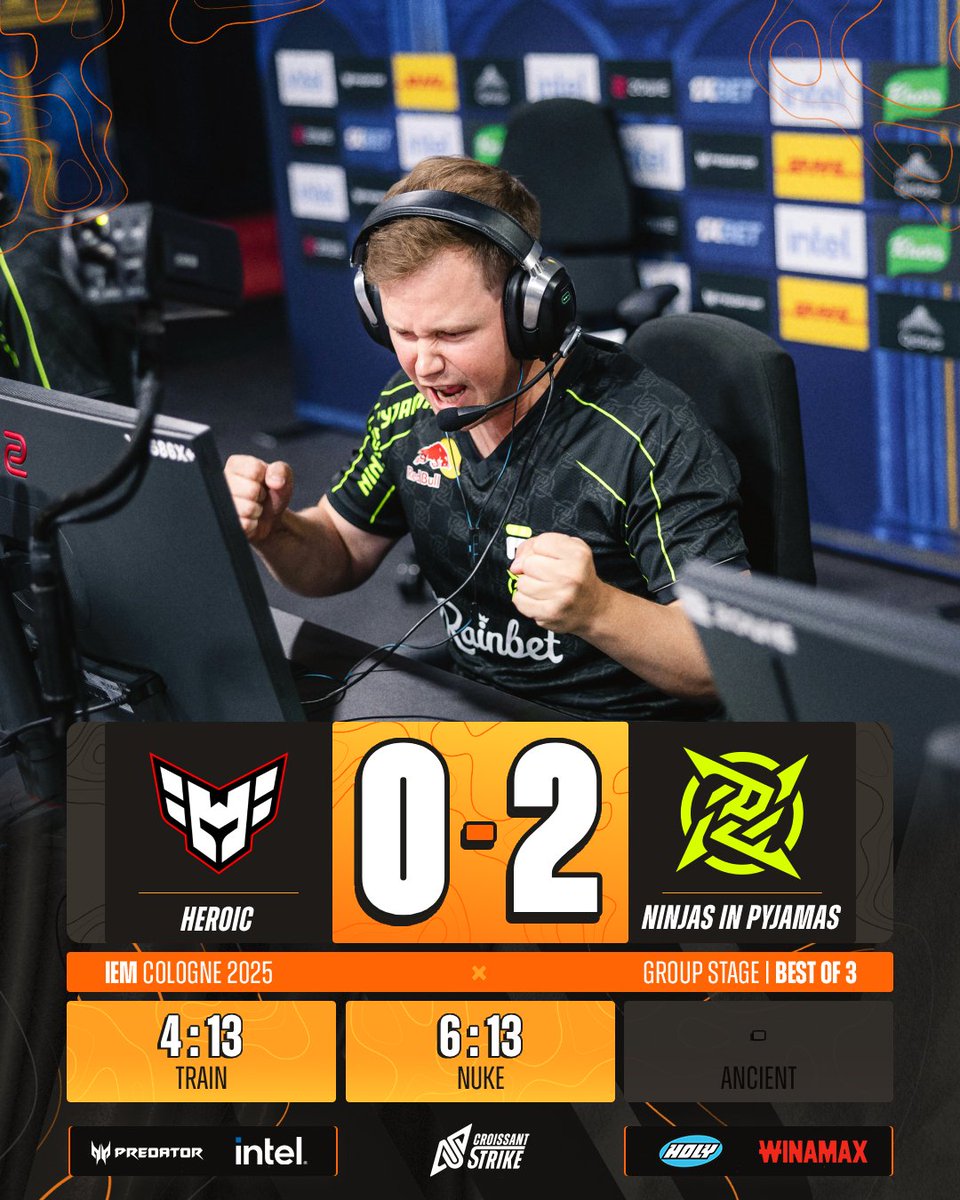 CroissantStrike's tweet image. ⏭️ DEUX RENCONTRES À SENS UNIQUE !

D&apos;un côté, 🇸🇪 HEROIC est éliminé tandis que 🇪🇺 MOUZ gagne sa place pour les playoffs d&apos;#IEM 🇩🇪 Cologne.
En lower bracket on aura donc demain 🇪🇺 Ninjas in Pyjamas face à 🇪🇺 Natus Vincere.