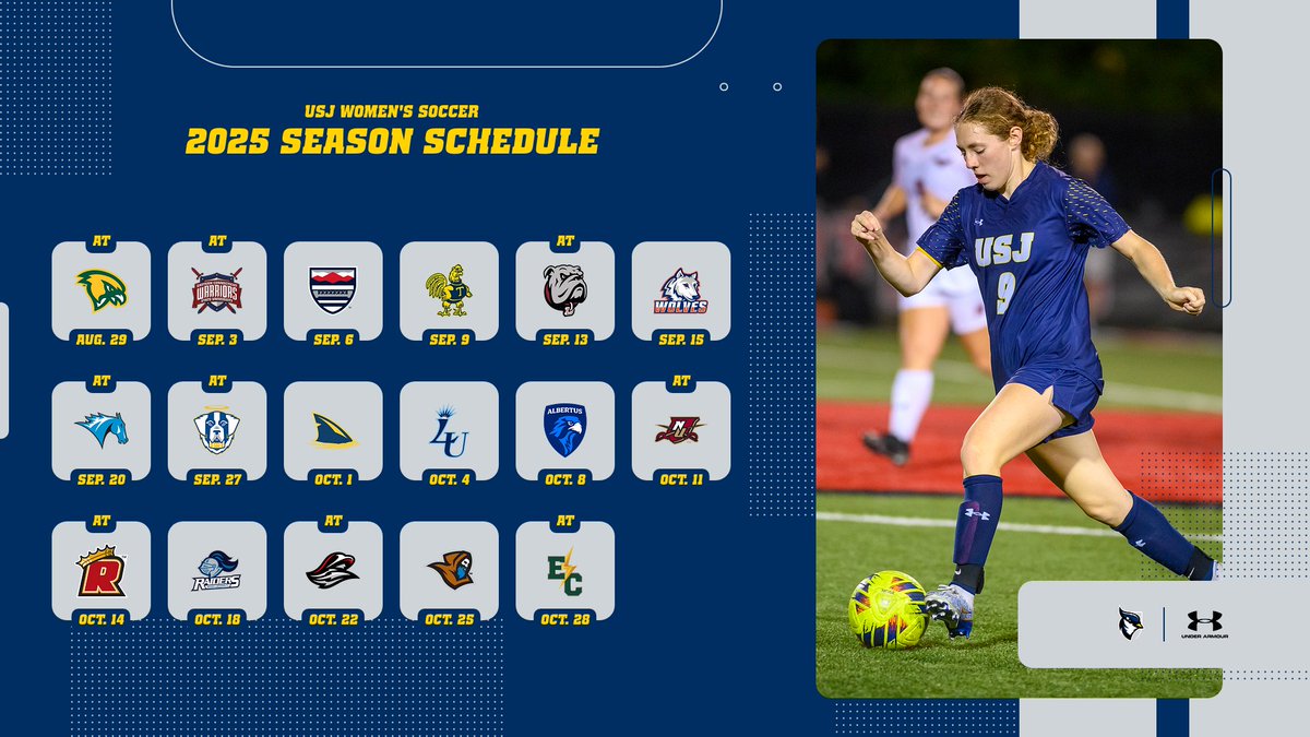 USJ Blue Jays (@usj_bluejays) on Twitter photo 🚨 SCHEDULE DROP 🚨
The <a href="/USJCT/">University of Saint Joseph</a> women's soccer team has announced its 2025 schedule! The Blue Jays will kick off their campaign on the road at <a href="/FSU_Falcons/">Fitchburg Falcons</a> on August 29th!
📖:t.ly/5FHiF
#D3soc |#FearTheFlock | #GoBlueJays🔵🐦 🚨 SCHEDULE DROP 🚨
The <a href="/USJCT/">University of Saint Joseph</a> women's soccer team has announced its 2025 schedule! The Blue Jays will kick off their campaign on the road at <a href="/FSU_Falcons/">Fitchburg Falcons</a> on August 29th!
📖:t.ly/5FHiF
#D3soc |#FearTheFlock | #GoBlueJays🔵🐦