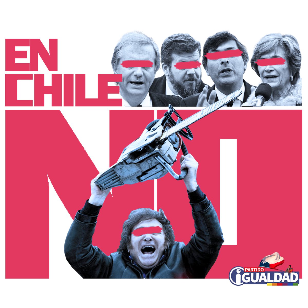 IgualdadPartido's tweet image. Nada que represente los delirios de un degenerado es algo que queremos para nuestro país.

Mileistas en Chile NO.