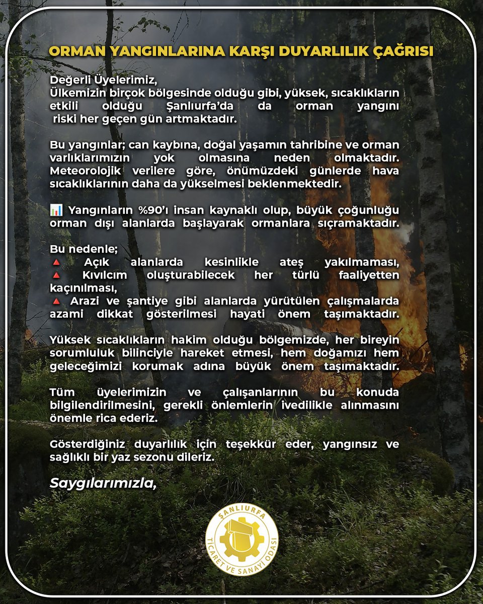 ŞUTSO (@sanliurfatso) on Twitter photo Orman Yangınlarına Karşı Duyarlılık Çağrısı
<a href="/mdoganyetim/">Mehmet Doğan Yetim</a> <a href="/serhatkrd/">Serhat KARADAĞ</a> <a href="/komiteleri/">ŞUTSO Meslek Komiteleri</a> <a href="/TOBBiletisim/">TOBB</a> <a href="/RHisarciklioglu/">Rifat Hisarcıklıoğlu</a> Orman Yangınlarına Karşı Duyarlılık Çağrısı
<a href="/mdoganyetim/">Mehmet Doğan Yetim</a> <a href="/serhatkrd/">Serhat KARADAĞ</a> <a href="/komiteleri/">ŞUTSO Meslek Komiteleri</a> <a href="/TOBBiletisim/">TOBB</a> <a href="/RHisarciklioglu/">Rifat Hisarcıklıoğlu</a>