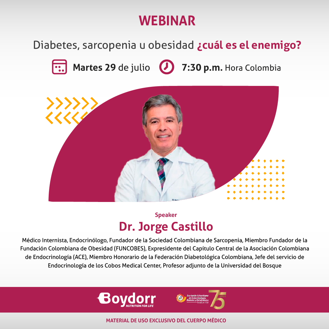 Acompáñanos MAÑANA martes 29 de julio a las 7:30 p.m. (hora Colombia) en un webinar imperdible con el Dr. Jorge Castillo

Clic aquí para inscribirte: endocrinocampus.com

¡Conéctate y actualiza tu conocimiento!

#Endocrinología #WebinarMédico #ACE #75AñosACE