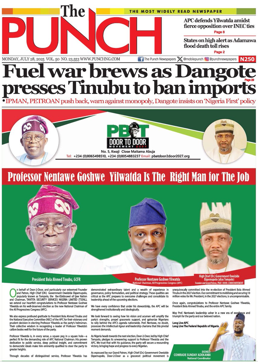 Ubaidullahkaura's tweet image. Indeed, Prof. @nentawe1 is the right man for the Job leading APC to victory ✌️
