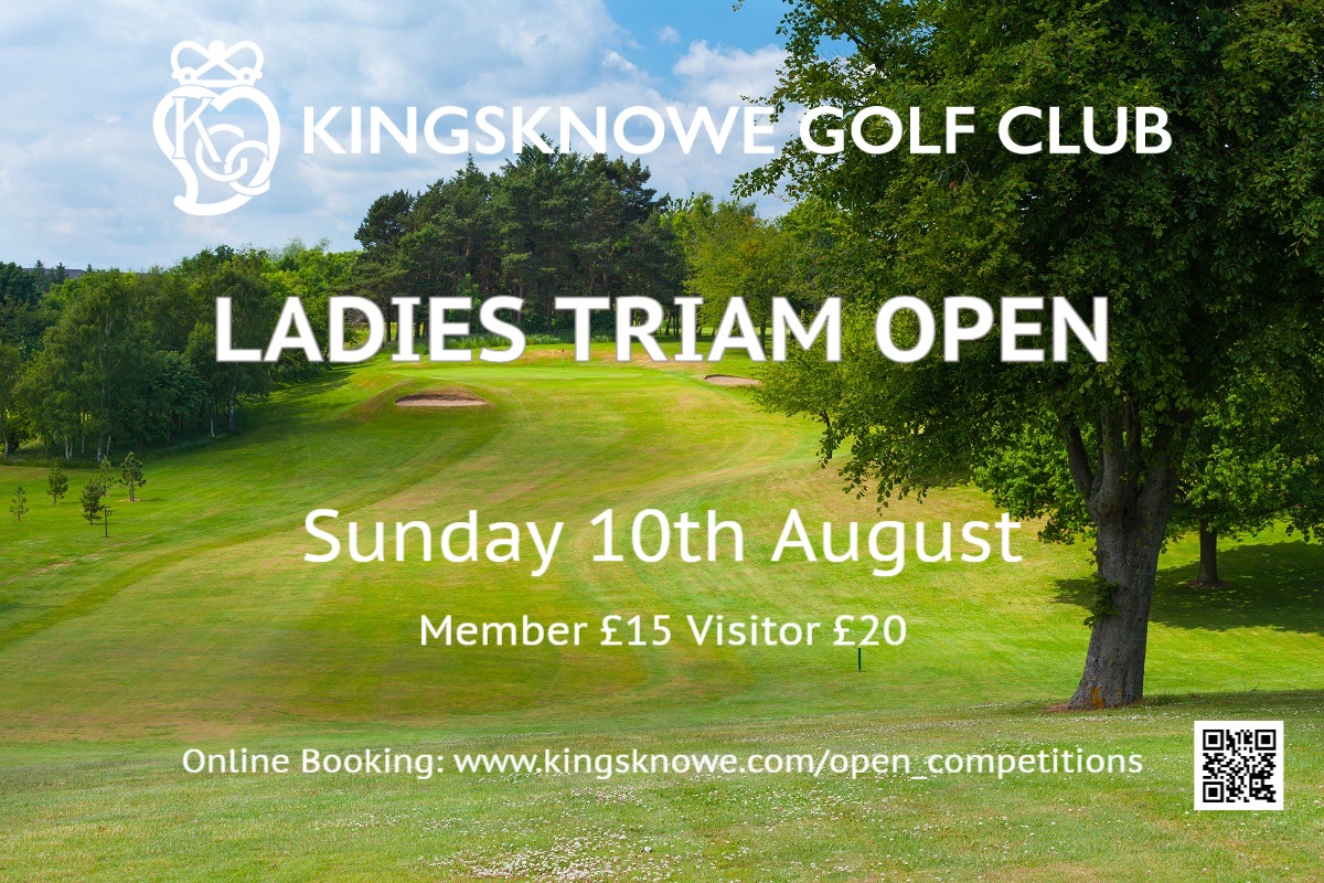 Ladies, date for the diary...
Our Ladies Tri Am is coming up on the 10th Aug.  Members entry is £15 Non Member £20 
Enter via link in Bio
Full catering options from 11am 

#kingsknowegolfclub #scottishgolf #edinburghgolf