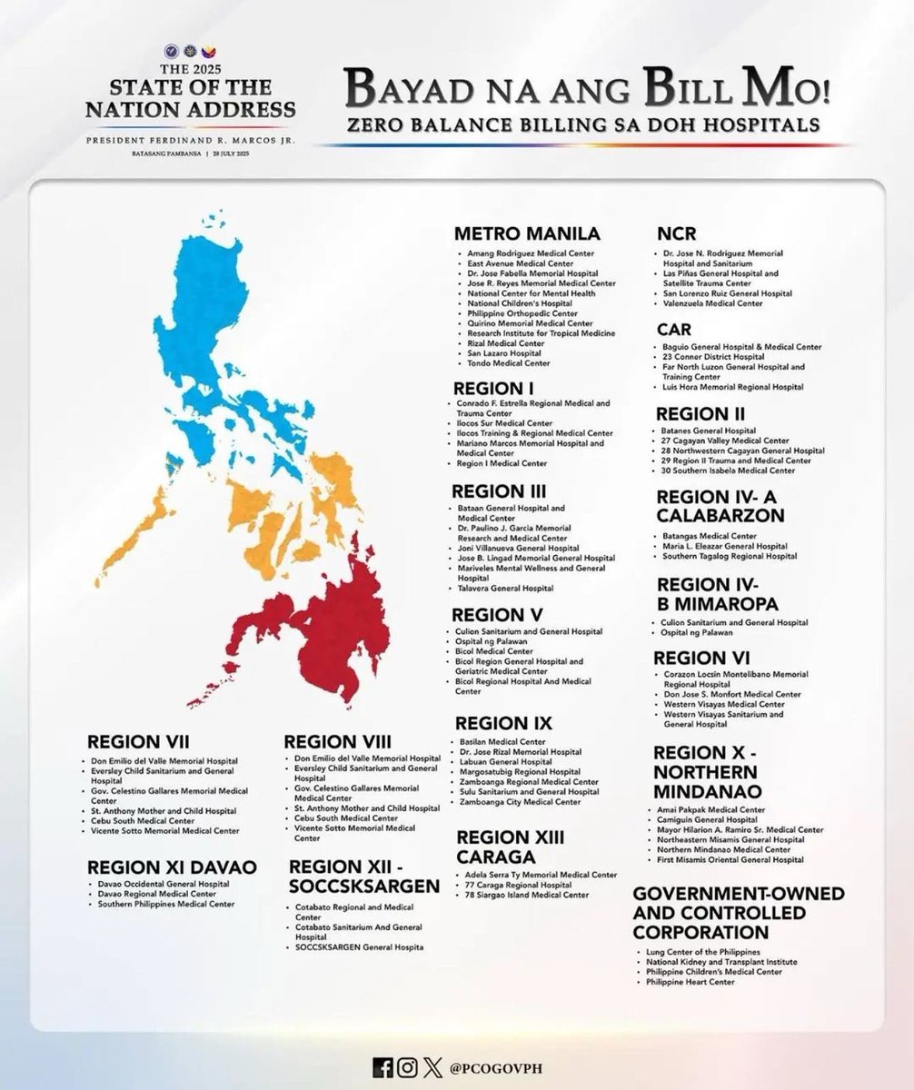 Teddybird's tweet image. List of DOH hospitals with Zero Balance Billing for Basic Accommodation