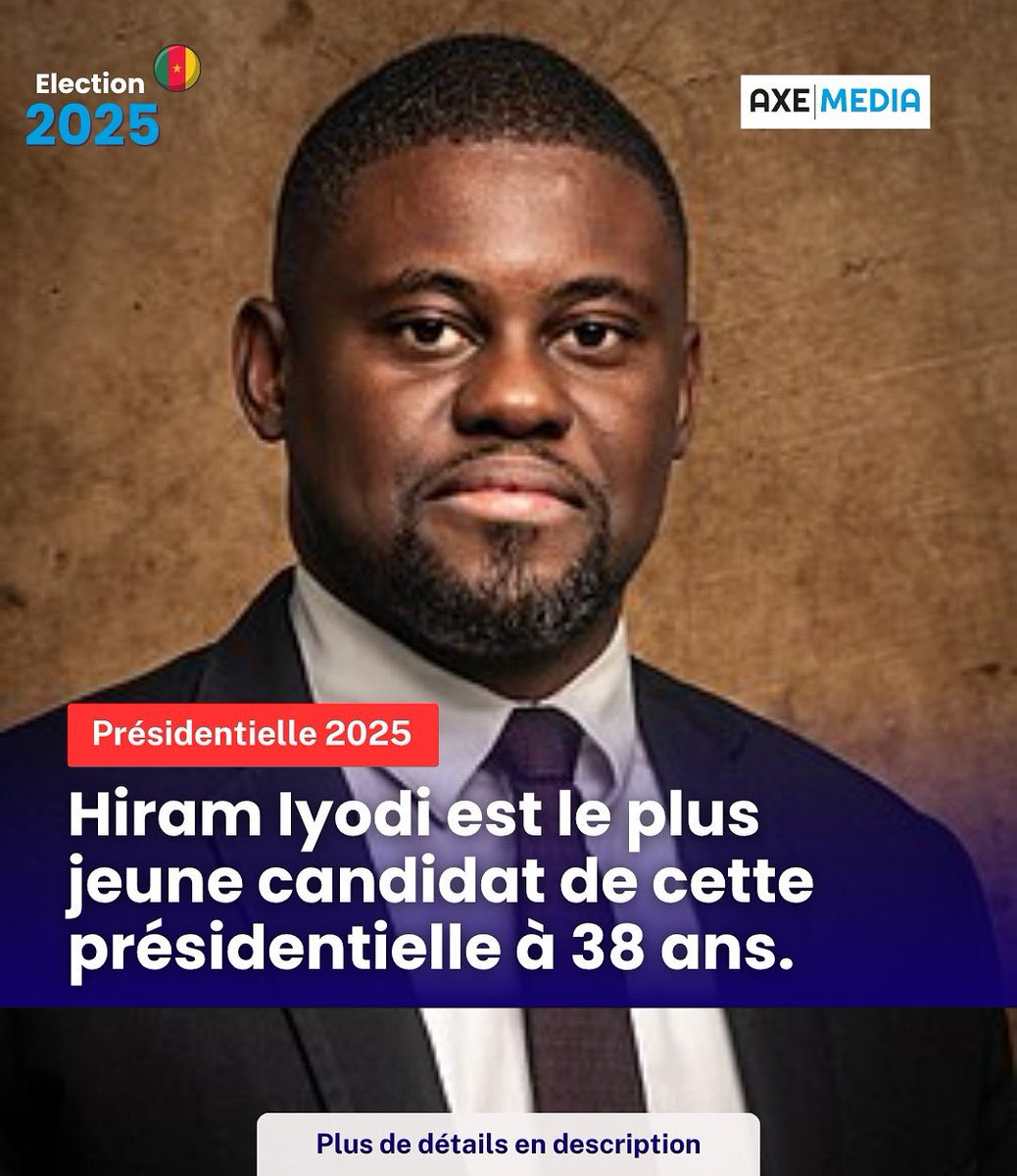 axemedia2023's tweet image. 🧑🏽💼 À 38 ans, Hiram Iyodi est le plus jeune candidat parmi les 13 candidats retenus par ELECAM à l’élection présidentielle de 2025 !
🎯 Son ambition : incarner le renouveau générationnel et proposer une gouvernance axée sur la compétence, la transparence et l’innovation.
📹 Nous…