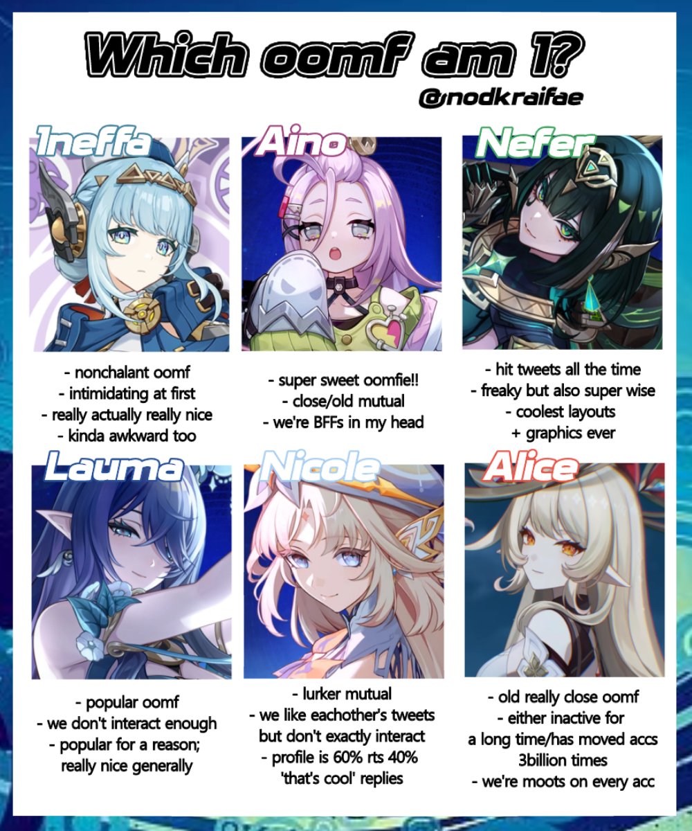 nodkraifae's tweet image. made one of those oomf interactive tweets with the #nodkrai girls 

(jahoda, columbina and sandrone not here cus they&apos;re getting ready for my next post) 

#genshinimpact