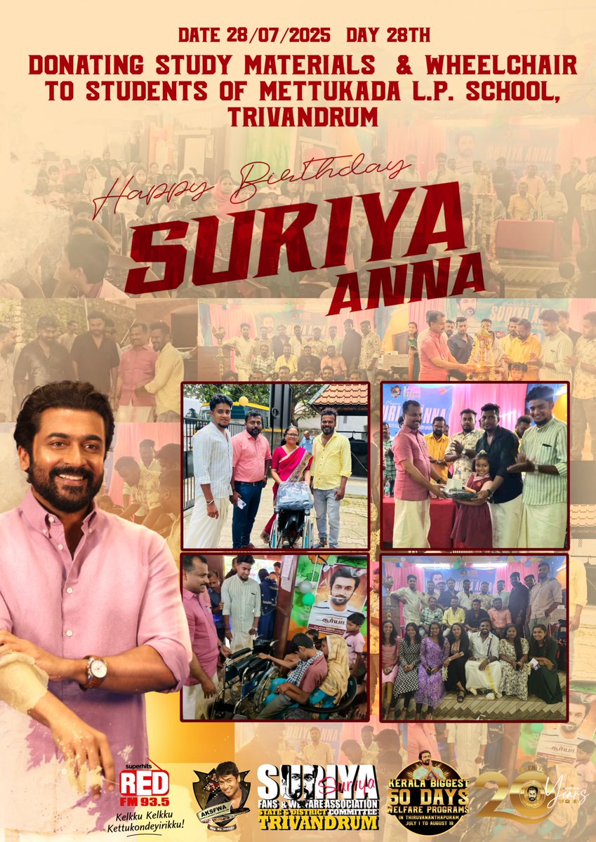 AKSFWA1's tweet image. • Here&apos;s the @AKSFWA1 Trivandrum Grand 50 days welfare programs  🔥 #Suriya50

Day 28  | State &amp;amp; District committee Trivandrum |   Welfare Program  ❤️👍

July 1 to August 19 | #KeralaSFC 
#CharityIsOurResponsibility

@Suriya_offl @rajsekarpandian @venkatvnt @sarathlal428