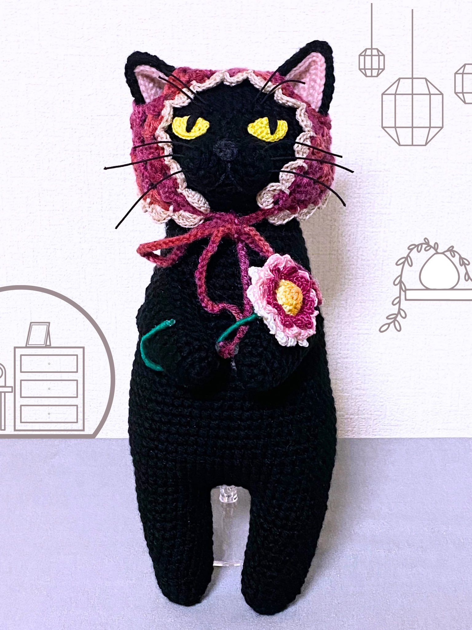 バブーシュカのサバトラ猫さんのあみぐるみ バブーシュカのサバトラ猫さんのあみぐるみ｜Yahoo!フリマ（旧