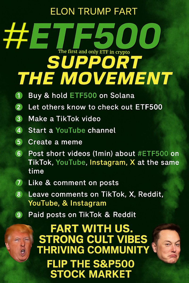ETF500_SOL's tweet image. #ETF500 GMGM farters DCA of the fund is key wealth is made by holding weak hands won’t last in this space stop trading believe in something ELON TRUMP FART is the peoples token a movement the first ETF on $SOL 💨💨💨
CWX6t6pGJ1zsnuywnyd2ZMZJ7inB2sWuPdsteoT6pump