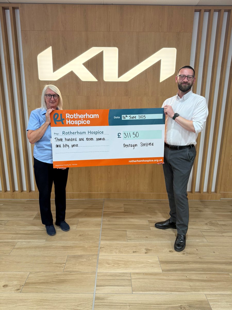 A massive thank you to the team at Pentagon Sheffield who raised £311.50 in memory of their much-missed colleague cared for at Rotherham Hospice. 🧡

Your kindness helps us continue to support others facing terminal illness — and means so much to our whole team.