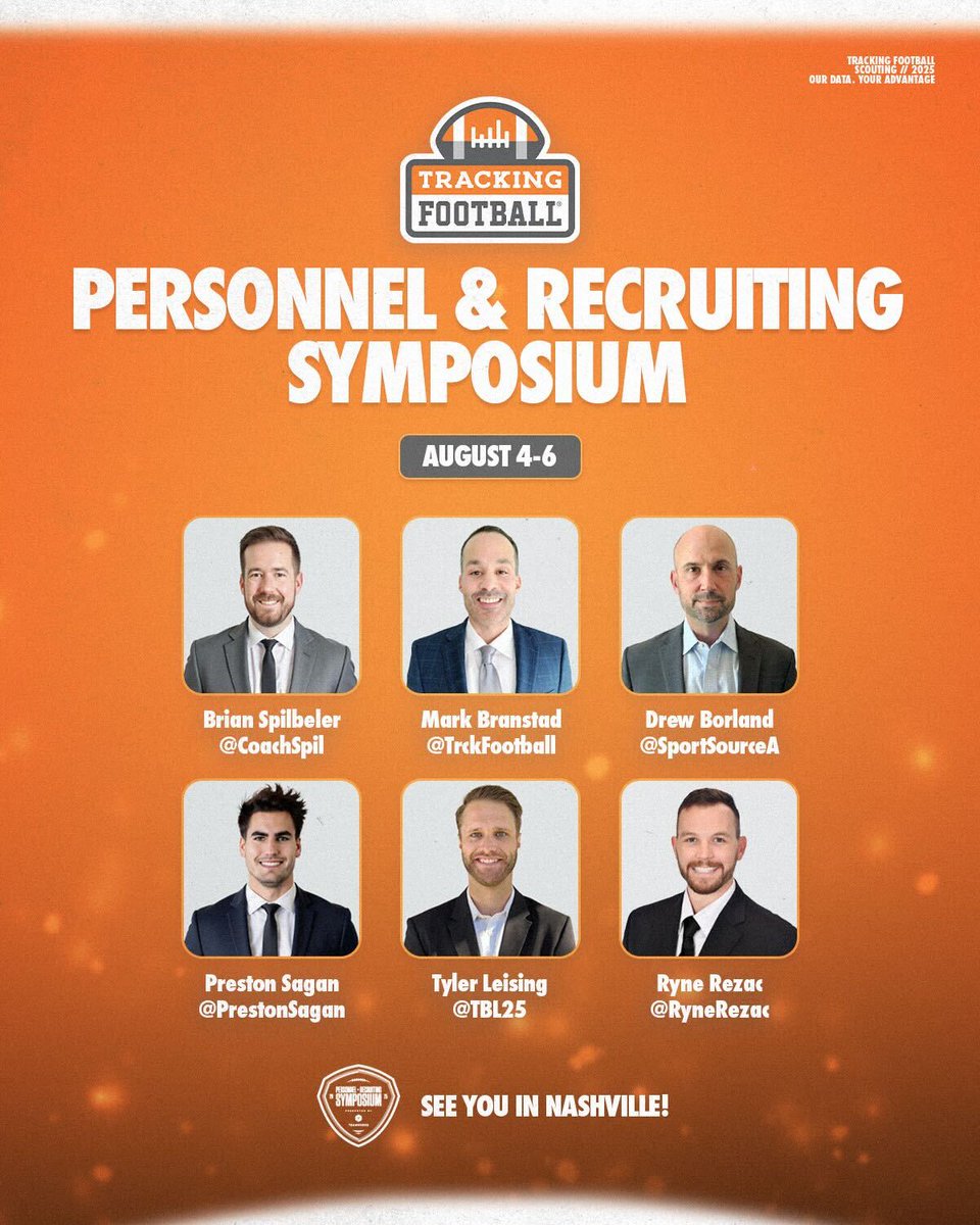 TrckFootball's tweet image. One week away!
Our team is fired up to connect with those in Nashville and dive into our platform. Swing by and let's talk ball, data, and the future of recruiting!
