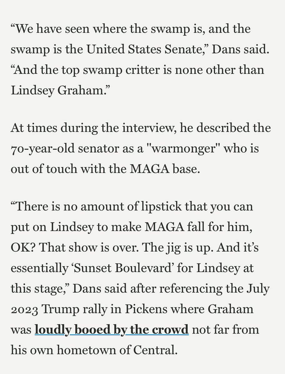 Woah 🔥🔥🔥

Paul Dans, ex-director of Project 2025, will challenge US Sen. Lindsey Graham in SC GOP primary postandcourier.com/politics/paul-… via <a href="/postandcourier/">The Post and Courier</a>
