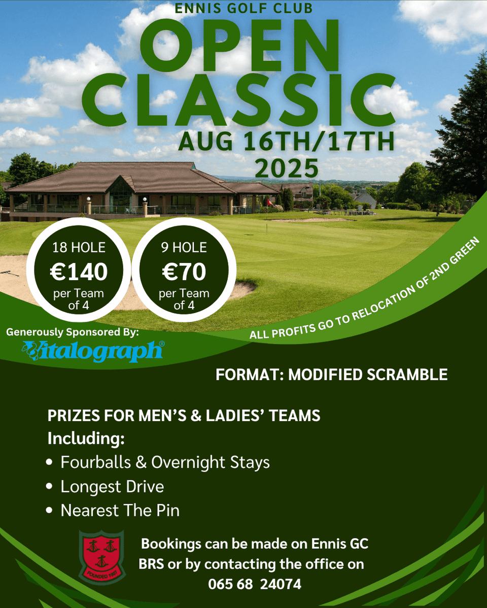 𝑶𝙪𝒓 𝑨𝙣𝒏𝙪𝒂𝙡 𝙊𝑷𝙀𝑵 𝑮𝙤𝒍𝙛 𝘾𝒍𝙖𝒔𝙨𝒊𝙘 𝙞𝒔 𝒕𝙖𝒌𝙞𝒏𝙜 𝙥𝒍𝙖𝒄𝙚 𝙩𝒉𝙚 𝙬𝒆𝙚𝒌𝙚𝒏𝙙 𝙤𝒇 𝑨𝙪𝒈𝙪𝒔𝙩 16𝙩𝒉 &amp; 17𝒕𝙝. 
Great Golfing prizes for both Ladies' and Men's teams including 
Book online or call 065-6824074