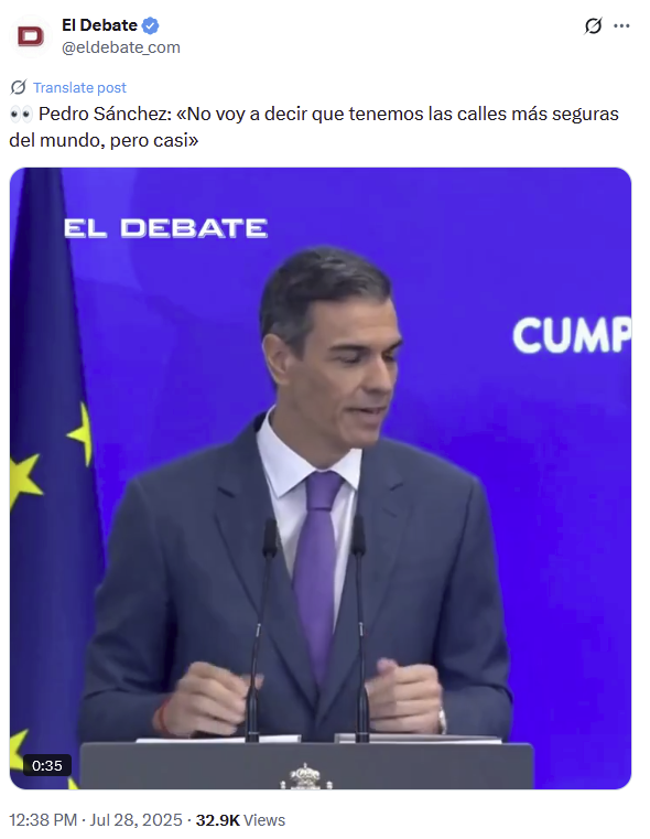 ChakNorris93's tweet image. Pedro Sánchez "No voy a decir que tenemos las calles más seguras del mundo, pero casi." vs Pedro Sánchez cada vez que sale a esas calles.