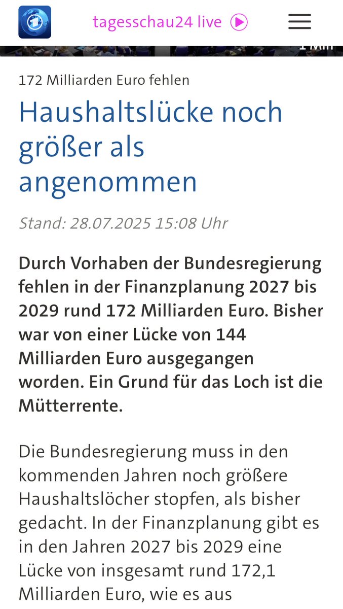 CDU/CSU vor der Wahl:
"Wir entlasten Bürger und Wirtschaft um 200 Mrd. Euro.
Alles gegenfinanziert ohne neue Schulden." 

Nach der Wahl:
"Uns fehlen 172 Mrd., trotz 850 Mrd. neuen Schulden. Entlastungen sind da leider nicht drin, sorry Leute." 🤡

#Lügenunion
#MerzRücktritt