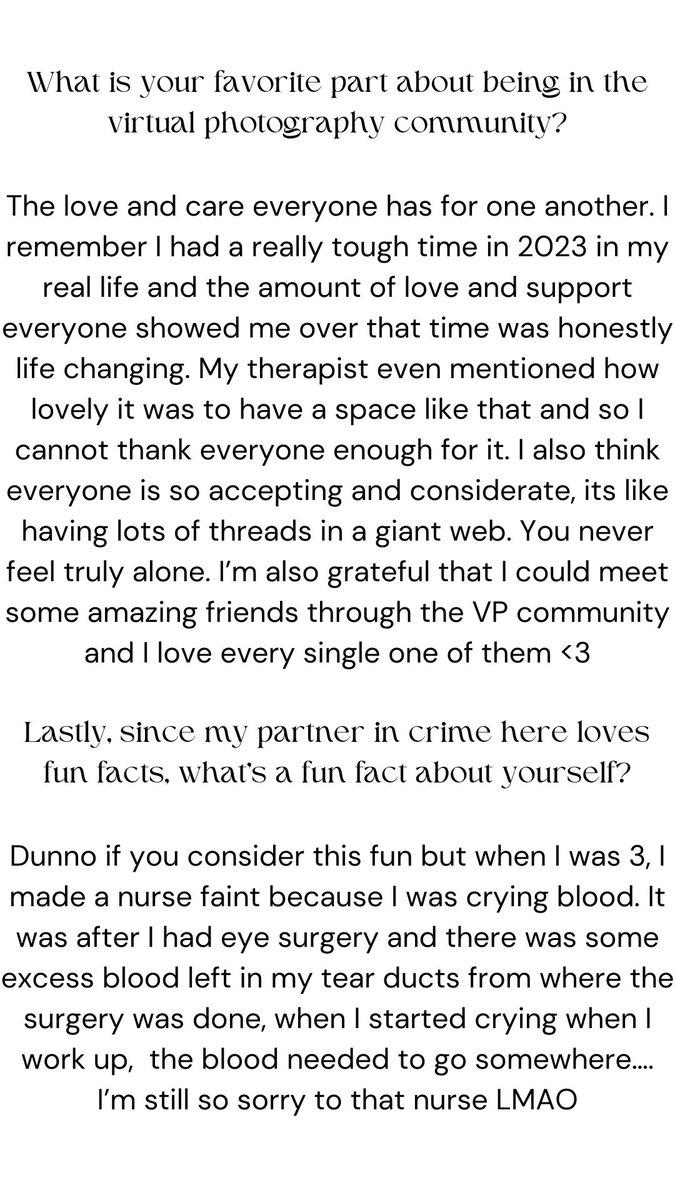 Interview with <a href="/CarrotsCaptures/">Greenie🥕</a>!

#VirtualPhotography