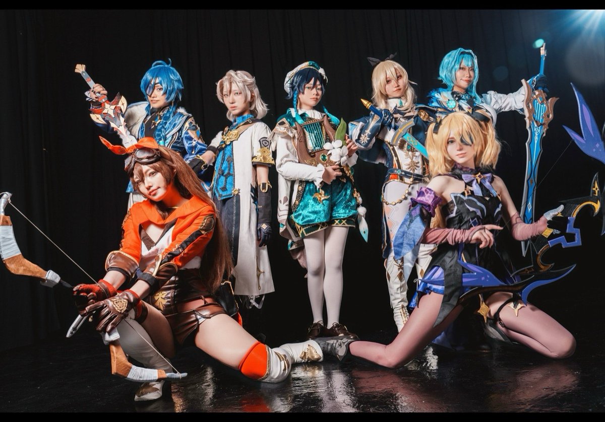 Zu0047's tweet image. 〖Cosplay〗
原神✧モンド
____風と自由の国
ガイア♞べいたる
アルベド◈ピチ果
ウェンティ♬︎かれん
ジン✧ねこわ
エウルア❁⃘シズム
アンバー➹あやまる
フィッシュル𓄿みそこ
#七七来たHARIOワット
photo📸(@nakachu_photo さん)