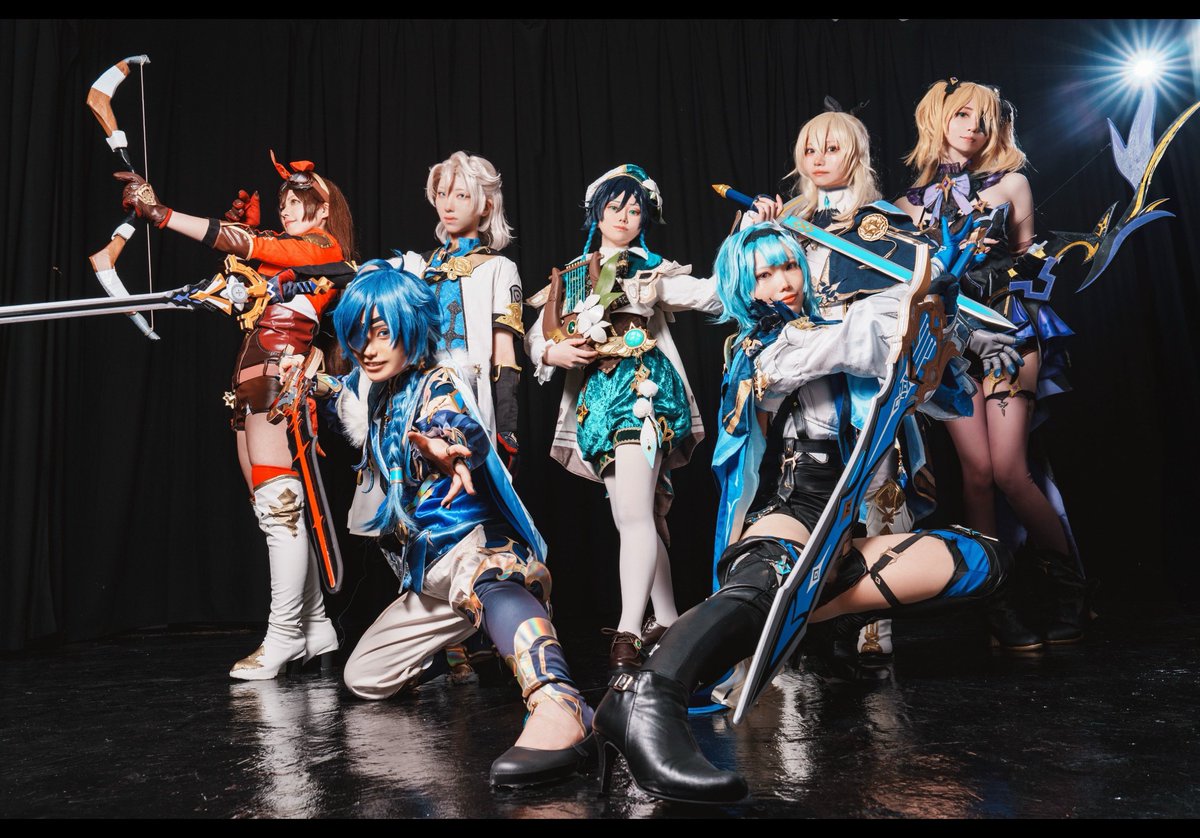 Zu0047's tweet image. 〖Cosplay〗
原神✧モンド
____風と自由の国
ガイア♞べいたる
アルベド◈ピチ果
ウェンティ♬︎かれん
ジン✧ねこわ
エウルア❁⃘シズム
アンバー➹あやまる
フィッシュル𓄿みそこ
#七七来たHARIOワット
photo📸(@nakachu_photo さん)