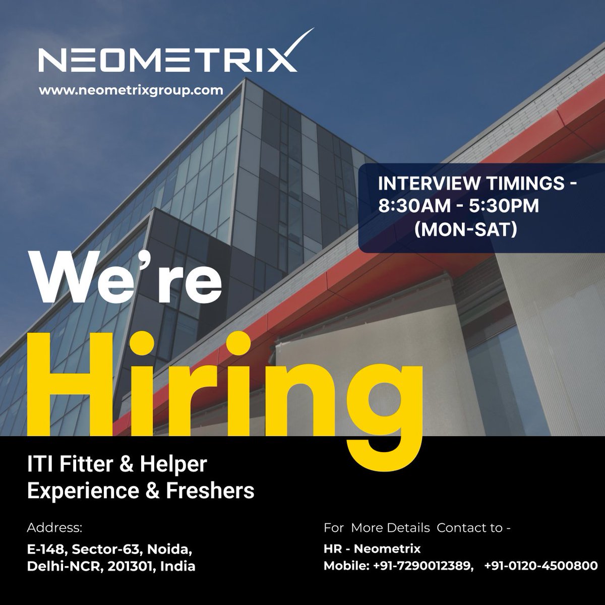 neometrixgroup's tweet image. #Hiring #Mechanical #Engineers #Freshers #freshers #ITI