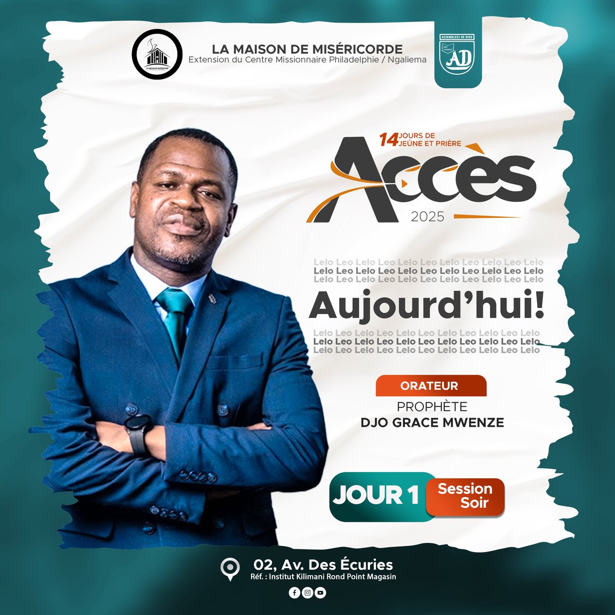𝐀𝐜𝐜𝐞̀𝐬 𝟐𝟎𝟐𝟓 a officiellement commencé🔥  

Et ce soir, le Seigneur nous visitera puissamment à travers son serviteur : 𝙋𝙧𝙤𝙥𝙝𝙚̀𝙩𝙚 𝐃𝐣𝐨 𝐆𝐫𝐚𝐜𝐞 𝐌𝐰𝐞𝐧𝐳𝐞 

𝐓𝐡𝐞̀𝐦𝐞 : La sensibilité prophétique comme voie d'accès au surnaturel de Dieu 🦅

📍 Rendez-vous