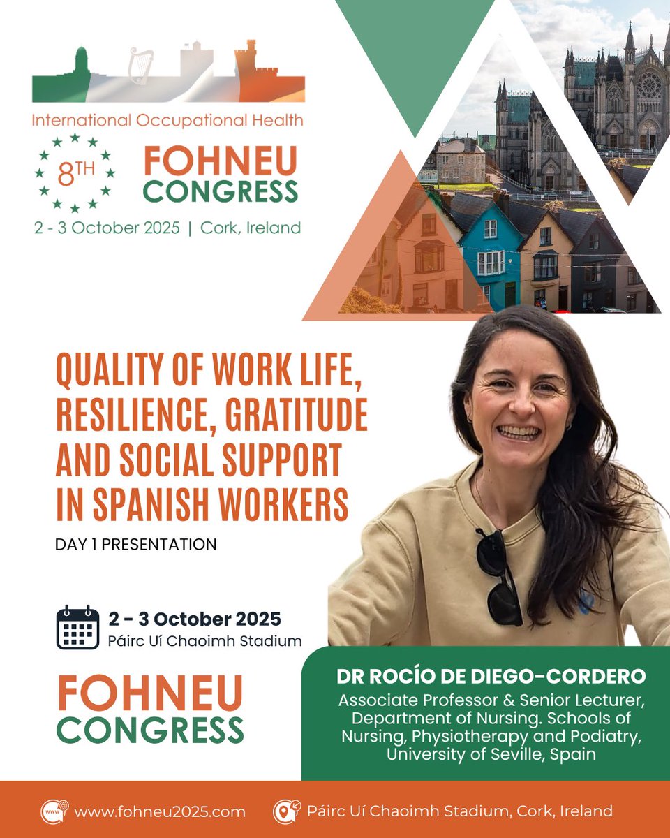 I’m proud to be speaking at the 8th FOHNEU International Congress in Cork this October!
Join us to explore the future of occupational health with global experts, new research, and innovation.
 
📍 Páirc Uí Chaoimh, Cork
📅 2–3 October 2025
#FOHNEU2025