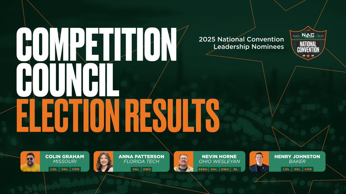 Competition Council Election Results

Welcome to the NACE Competition Council!