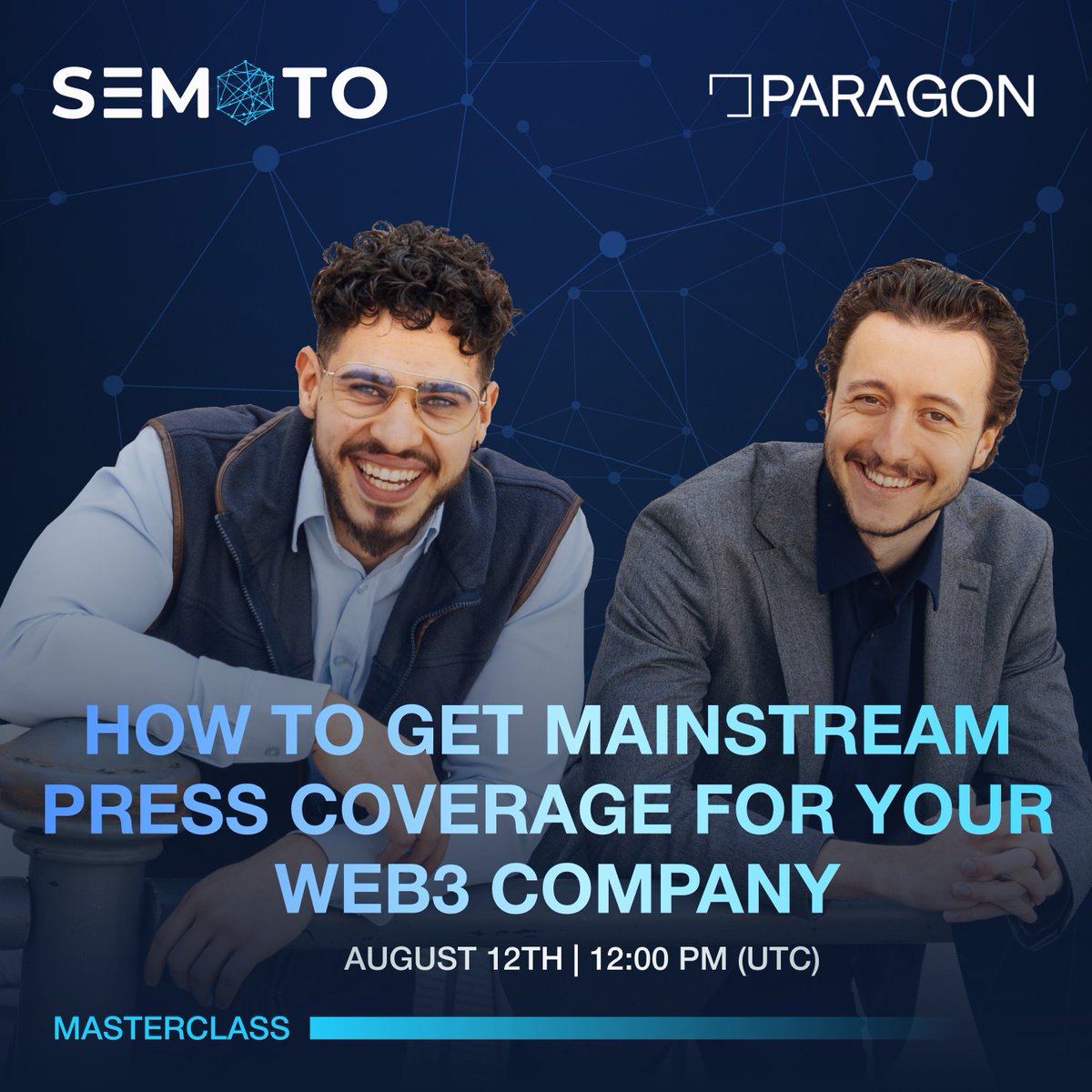 Getting noticed by mainstream media ≠ luck. It’s strategy.

Join our next Semoto Masterclass:

📰 How To Get Mainstream Press Coverage For Your Web3 Company

📅 Aug 12 | 🕐 12PM UTC
✅ Tactical tips
✅ Pitch examples
✅ Real media wins

🔗 RSVP here → lu.ma/trj3dvbh