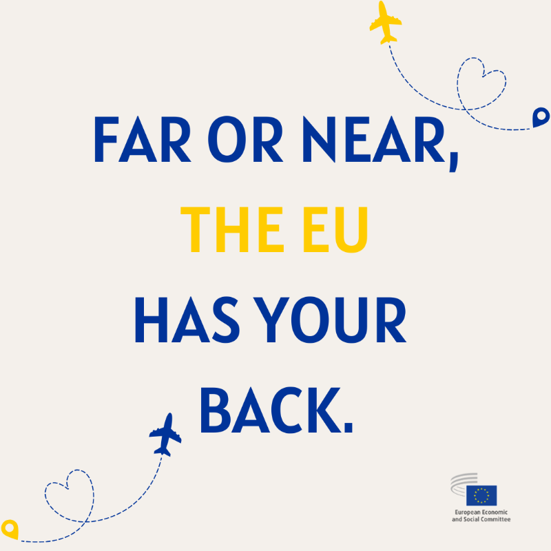 EU_EESC's tweet photo. Heading abroad this summer outside the EU?

In an emergency, EU embassies and consulates are there to help keep you safe.

As an EU citizen, you can turn to any other EU country’s diplomatic services for assistance, if your home country is not represented.

#ConsularProtection