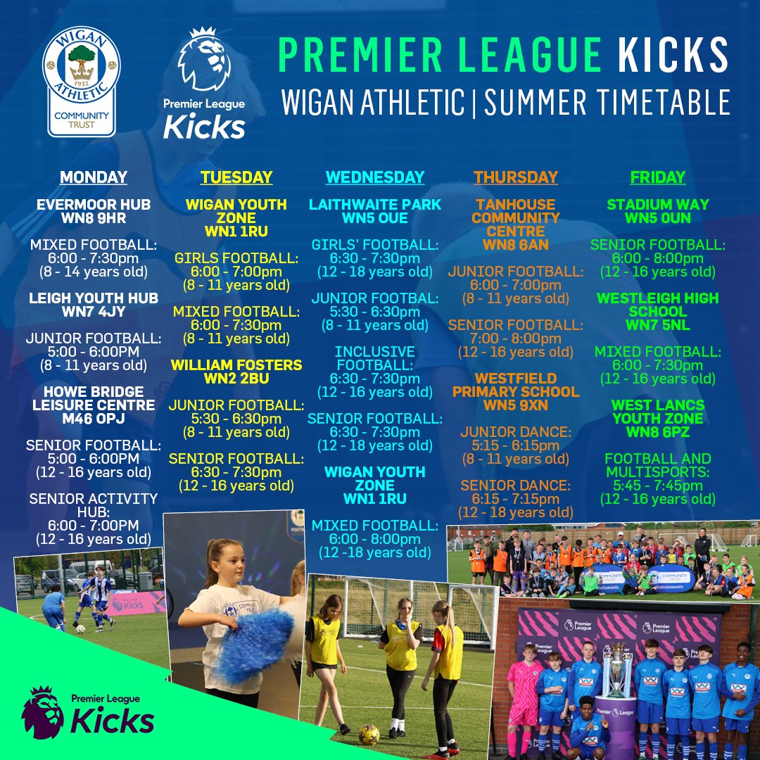LaticsCommunity's tweet image. A reminder that our #PLKicks sessions return this week!

All sessions are running apart from dance, which will be returning in September.

#wafc 🔵⚪