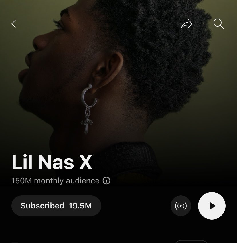 lilnasalex's tweet image. Lil Nas X has 150 MILLION monthly listeners on YouTube Music
