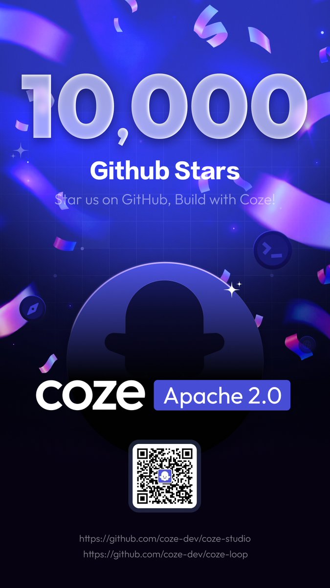 CozeHQ's tweet image. 🚀 Coze, 10000+ GitHub stars!  github.com/coze-dev/coze-… github.com/coze-dev/coze-…

#coze #OpenSource
