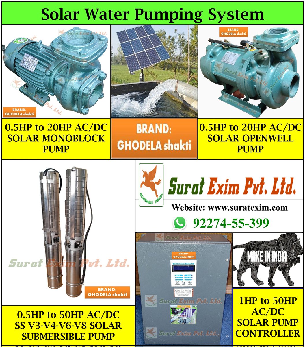 hellosolar's tweet image. #solarwaterpumpingsystem #solarpump #brandGHODELAshakti
#solarmonoblockpump
#solaropenwellpump
#solarsubmersiblepump
#solarenergy