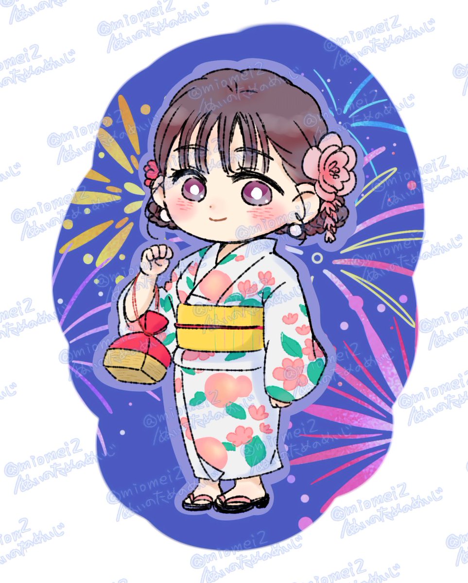 miomei2's tweet image. 花火回のミラちゃんのあの浴衣姿ほんまにかわいくてぇ…😭💕(たこ焼き屋さんの法被もかわいかった🐙)