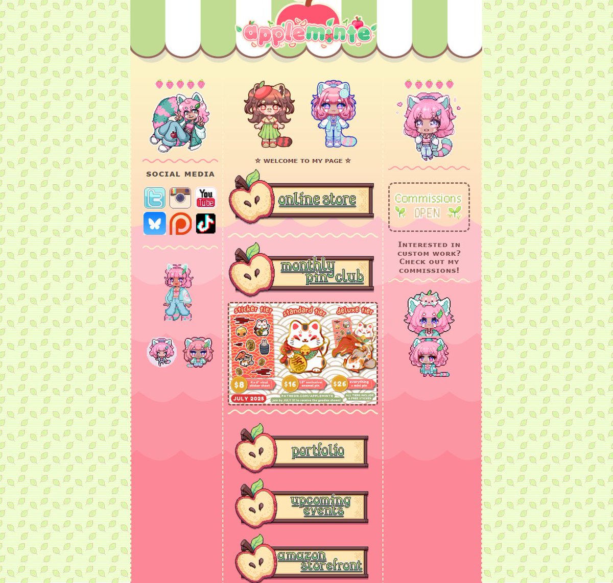 applemintey's tweet image. my carrd site got an apple-fied makeover thanks to one of my besties @NixRiott ! Thank you for the new buttons 🥹🍎
