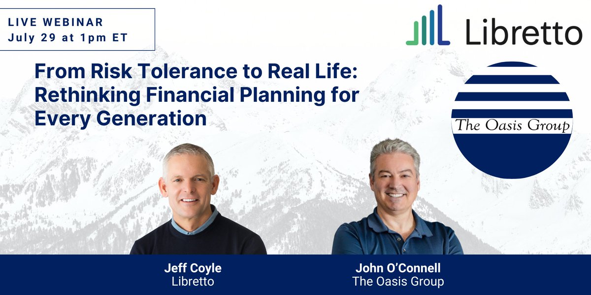 Wealth management professionals looking to grow, add to their value proposition, and move up-market should not miss our webinar tomorrow with Jeffery Coyle and Libretto that will change how you think about the current state of financial planning: register.gotowebinar.com/register/80062…