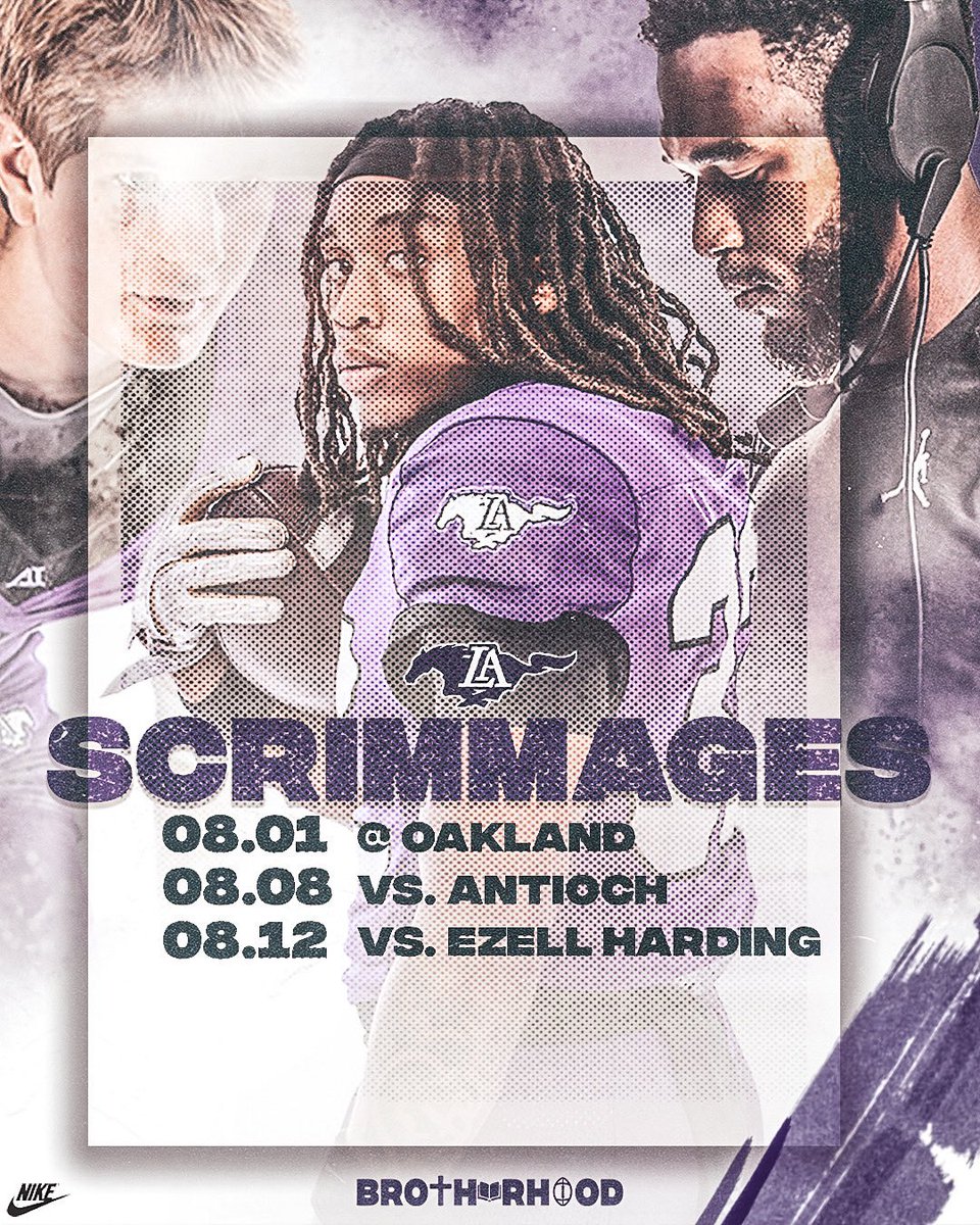 LAmustangFB's tweet image. Upcoming Scrimmages 🔥💜🖤🔥 #BibleBooksBall