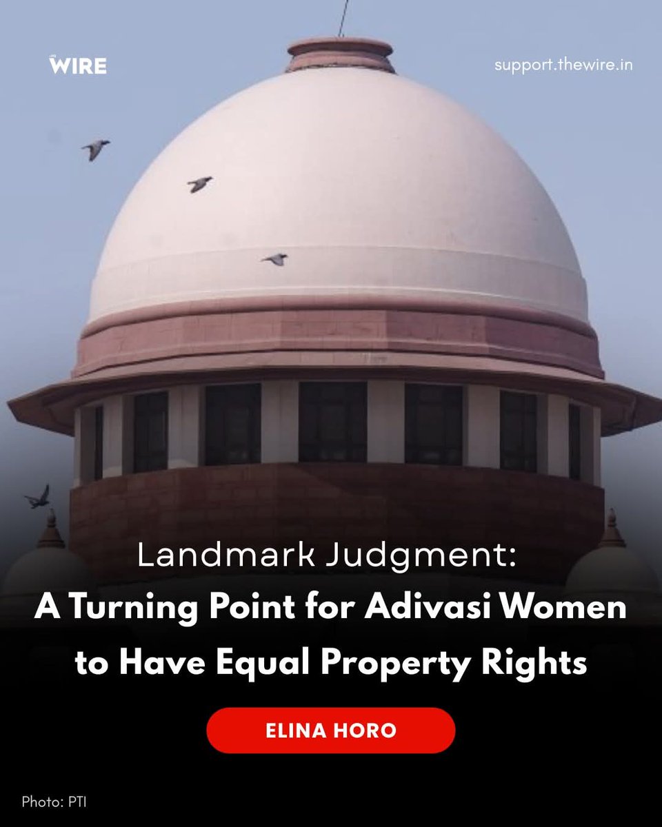 SubathraDevi_'s tweet image. The recent Supreme Court judgment upholding the right of tribal women to an equal share in their father’s property represents a vital turning point for adivasi women in India. As I reflect on this, it’s hard to overstate the historical weight of the judgment, especially…